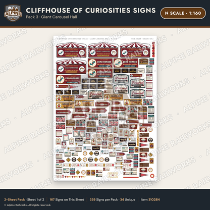 Alpine Railworks 31028N N Scale Roadside Signs - Curiosity House