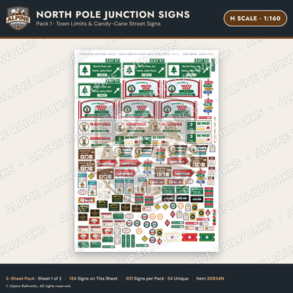 Alpine Railworks 30834N N Scale Roadside Signs - Christmas Town