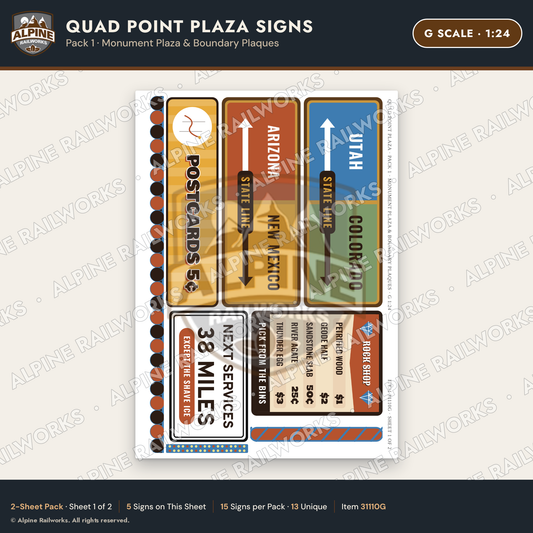 Alpine Railworks 31110G G Scale Roadside Signs - Four Corners