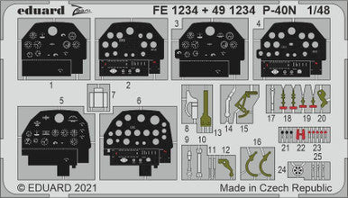 Eduard FE1234 1/48 P-40N Photo Etch Interior Detail Set for Academy