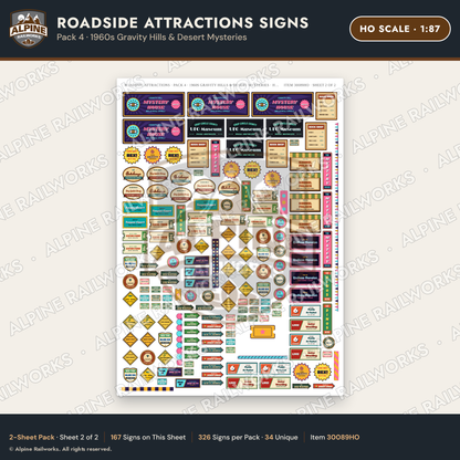 Alpine Railworks 30089HO HO Scale Roadside Attractions Signs