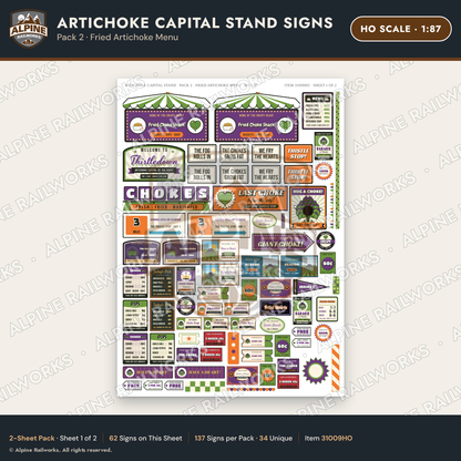 Alpine Railworks 31009HO HO Scale Roadside Signs - Giant Artichoke