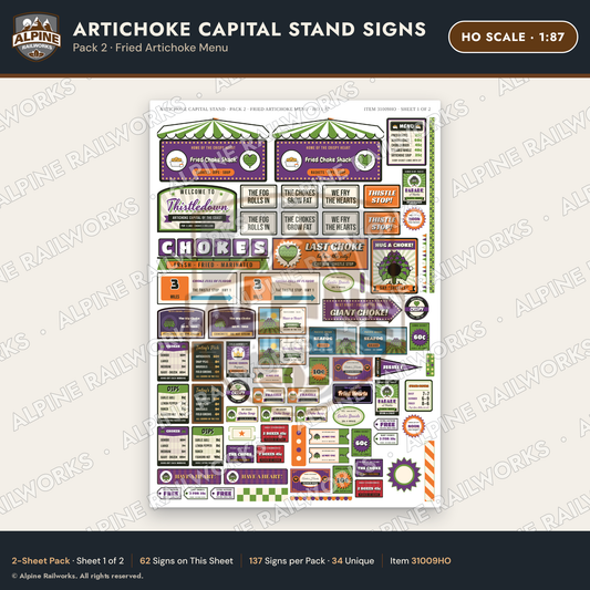 Alpine Railworks 31009HO HO Scale Roadside Signs - Giant Artichoke