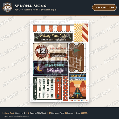 Alpine Railworks 30729G G Scale Tourist Signs - Sedona - Scenic Byway