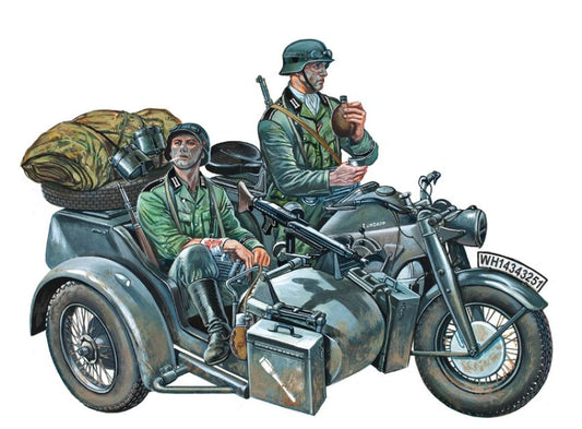 Italeri 317 1/35 Zundapp KS750 Motorcycle w/Sidecar & Crew