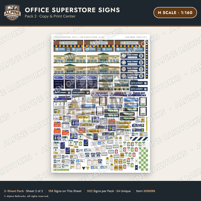 Alpine Railworks 30669N N Scale Office Superstore Signs - Copy