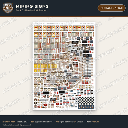 Alpine Railworks 30270N N Scale Mining Signs - Hardrock & Tunnel