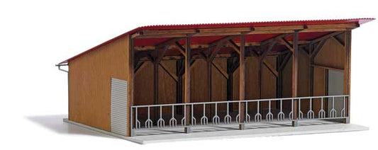 Busch 1902 HO Scale Modern Open Stable -- Laser-Cut Kit