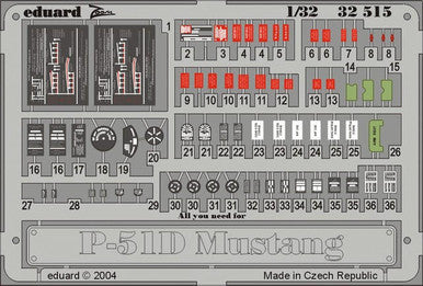 Eduard 32515 1/32 P-51D Placards for HSG (Pre-Painted)