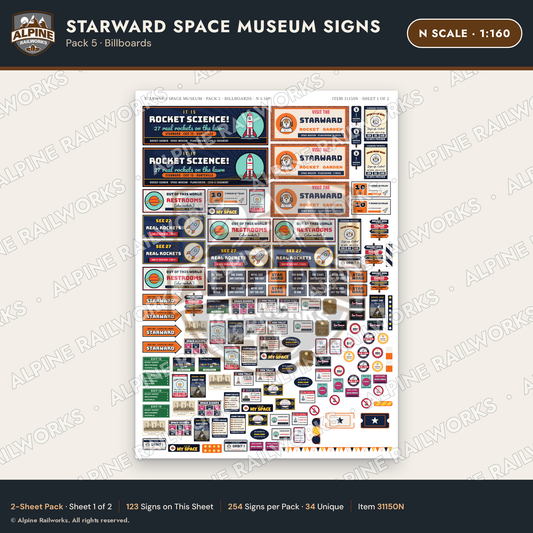 Alpine Railworks 31150N N Scale Roadside Signs - Space Museum
