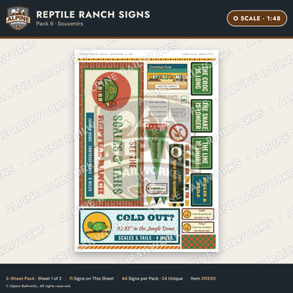 Alpine Railworks 31133O O Scale Roadside Signs - Reptile Zoo