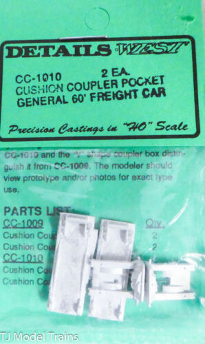 Details West CC-1010 HO Scale Cushion Coupler Pockets -- Most 60'