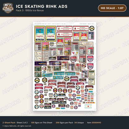 Alpine Railworks 30064HO HO Scale Ice Skating Rink Ads - Ice Revue