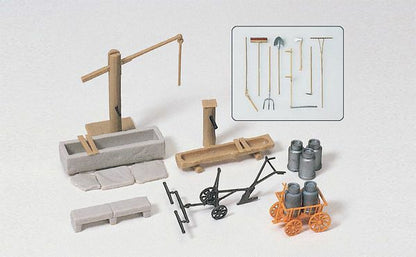 Preiser 17600 HO Scale Rural Detail Set Water Pump w/Trough
