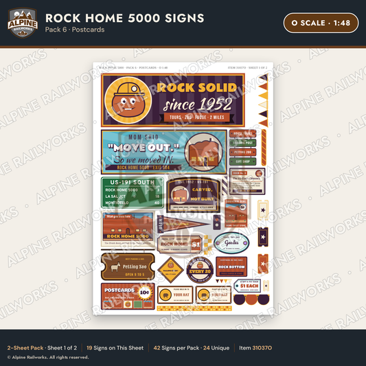 Alpine Railworks 31037O O Scale Roadside Signs - Cliff Rock House