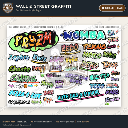 Alpine Railworks 30521O O Scale Wall & Street Graffiti Cut-Outs