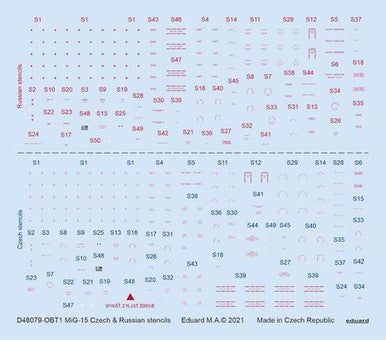 Eduard D48079 1/48 Decal MiG-15 Czech & Russian Stencils for Bronco /