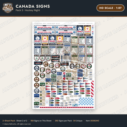 Alpine Railworks 30382HO HO Scale Canada Signs - Hockey Night