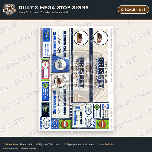 Alpine Railworks 30586O O Scale Roadside Signs - Travel Center