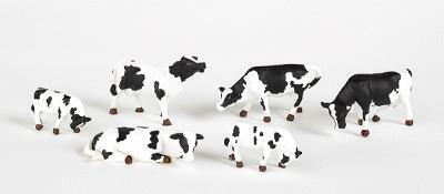 Bachmann 33103 HO Scale SceneScapes(TM) Figures -- Cows (black, white) pkg(6)