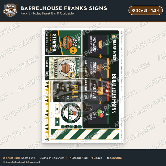 Alpine Railworks 30601G G Scale Fast Food Signs - Hot Dogs