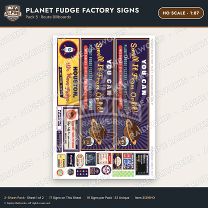 Alpine Railworks 31216HO HO Scale Fudge Factory Signs - Billboards