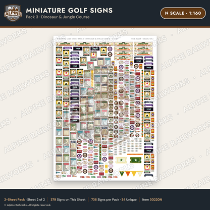 Alpine Railworks 30220N N Scale Miniature Golf Signs - Dinosaur