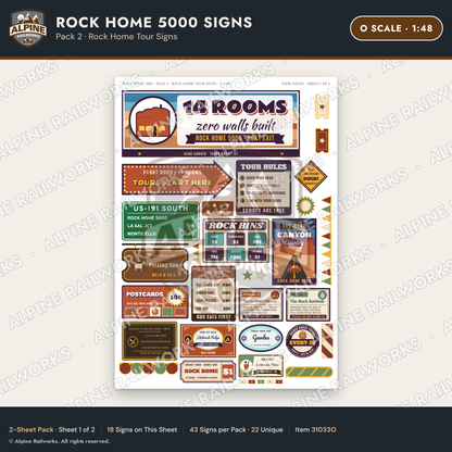 Alpine Railworks 31033O O Scale Roadside Signs - Cliff Rock House