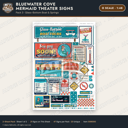 Alpine Railworks 30800O O Scale Roadside Signs - Mermaid Show