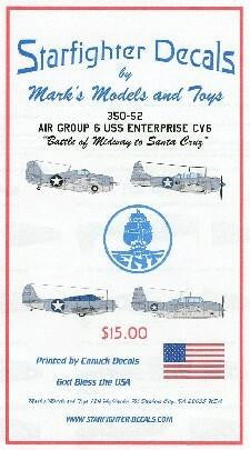 Starfighter Decals 35052s 1/350 - Air Group 6 USS Enterprise CV6