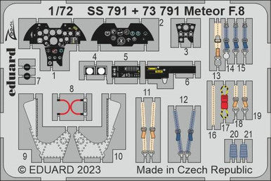 Eduard 73791 1/72 Meteor F.8 for Airfix Photo Etch Detail Set