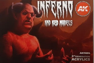 AK Interactive 11604 Inferno & Red Models 3G Acrylic Paint Set (6 Colors) 17ml B