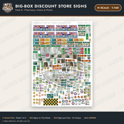 Alpine Railworks 30685N N Scale Big-Box Discount Store Signs