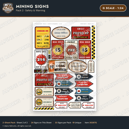 Alpine Railworks 30267G G Scale Mining Signs - Safety & Warning