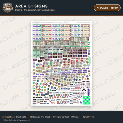 Alpine Railworks 30145N N Scale Area 51 Signs