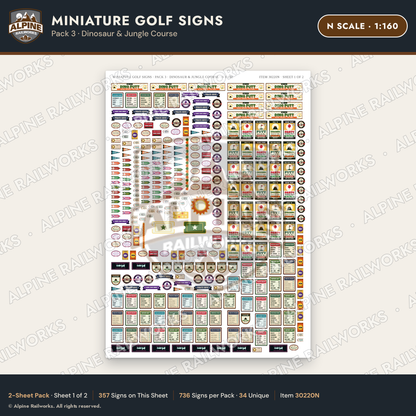 Alpine Railworks 30220N N Scale Miniature Golf Signs - Dinosaur