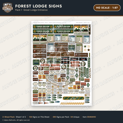 Alpine Railworks 30464HO HO Scale Forest Lodge Signs