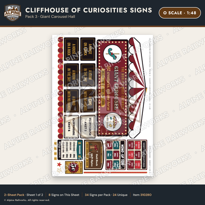 Alpine Railworks 31028O O Scale Roadside Signs - Curiosity House