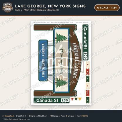 Alpine Railworks 31327G G Scale Lake George NY Signs - Shops