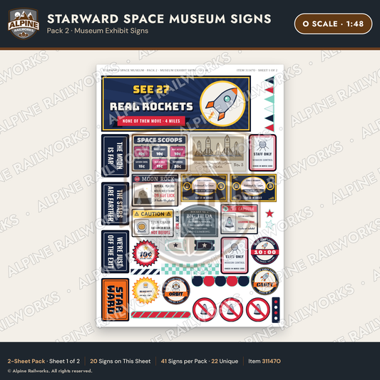 Alpine Railworks 31147O O Scale Roadside Signs - Space Museum