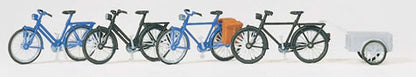 Preiser 17161 HO Scale Accessories Bicycles w/Trailer Kit pkg(4)