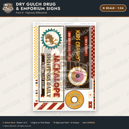Alpine Railworks 30565G G Scale Roadside Signs - Western Drug Store
