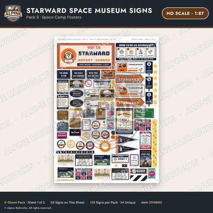 Alpine Railworks 31148HO HO Scale Roadside Signs - Space Museum