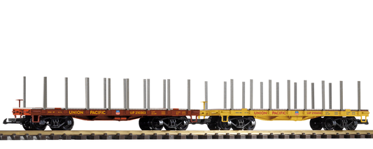 Piko 38774 G Scale Union Pacific Flatcar with Stakes, 2-Pack