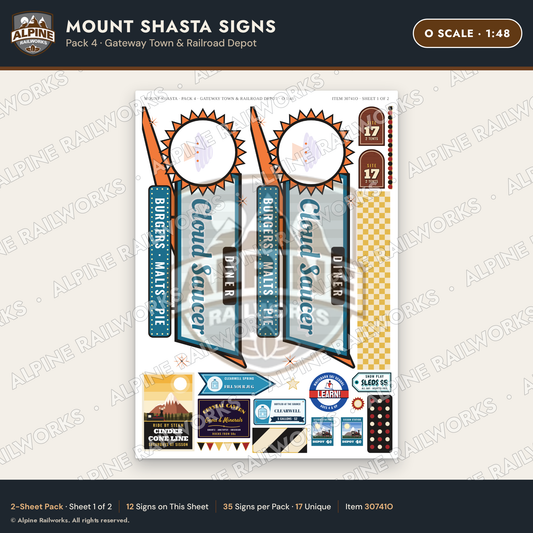 Alpine Railworks 30741O O Scale Tourist Signs - Mount Shasta