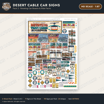 Alpine Railworks 30715HO HO Scale Tourist Signs - Desert Cable Car