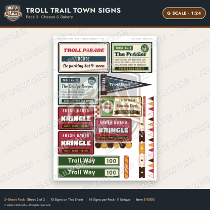Alpine Railworks 31100G G Scale Roadside Attraction Signs - Troll Town