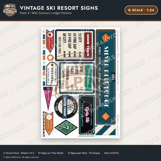 Alpine Railworks 30251G G Scale Vintage Ski Resort Signs