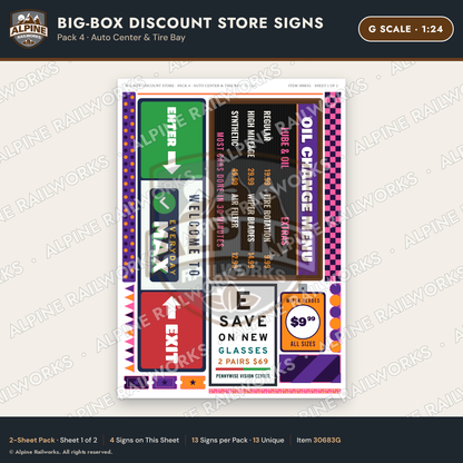 Alpine Railworks 30683G G Scale Big-Box Discount Store Signs