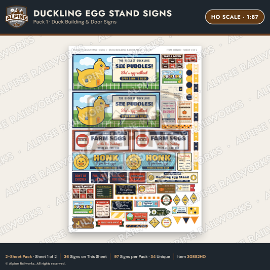 Alpine Railworks 30882HO HO Scale Roadside Signs - Giant Duck
